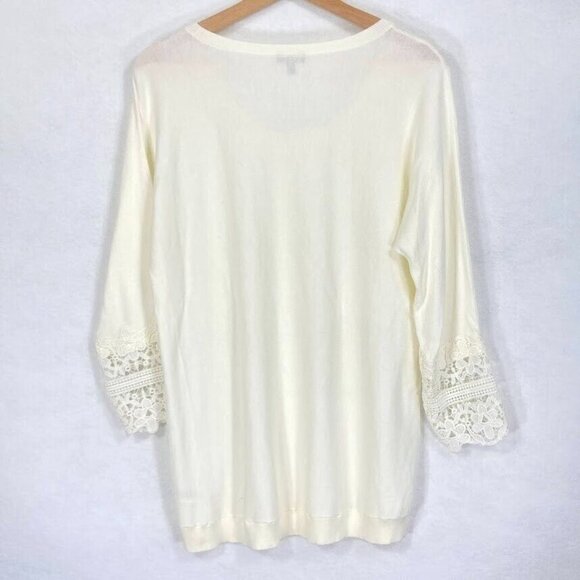 Talbots Lightweight Sweater Lace Elegant Timeless Old Money Grandma Core Boho M - Picture 3 of 5